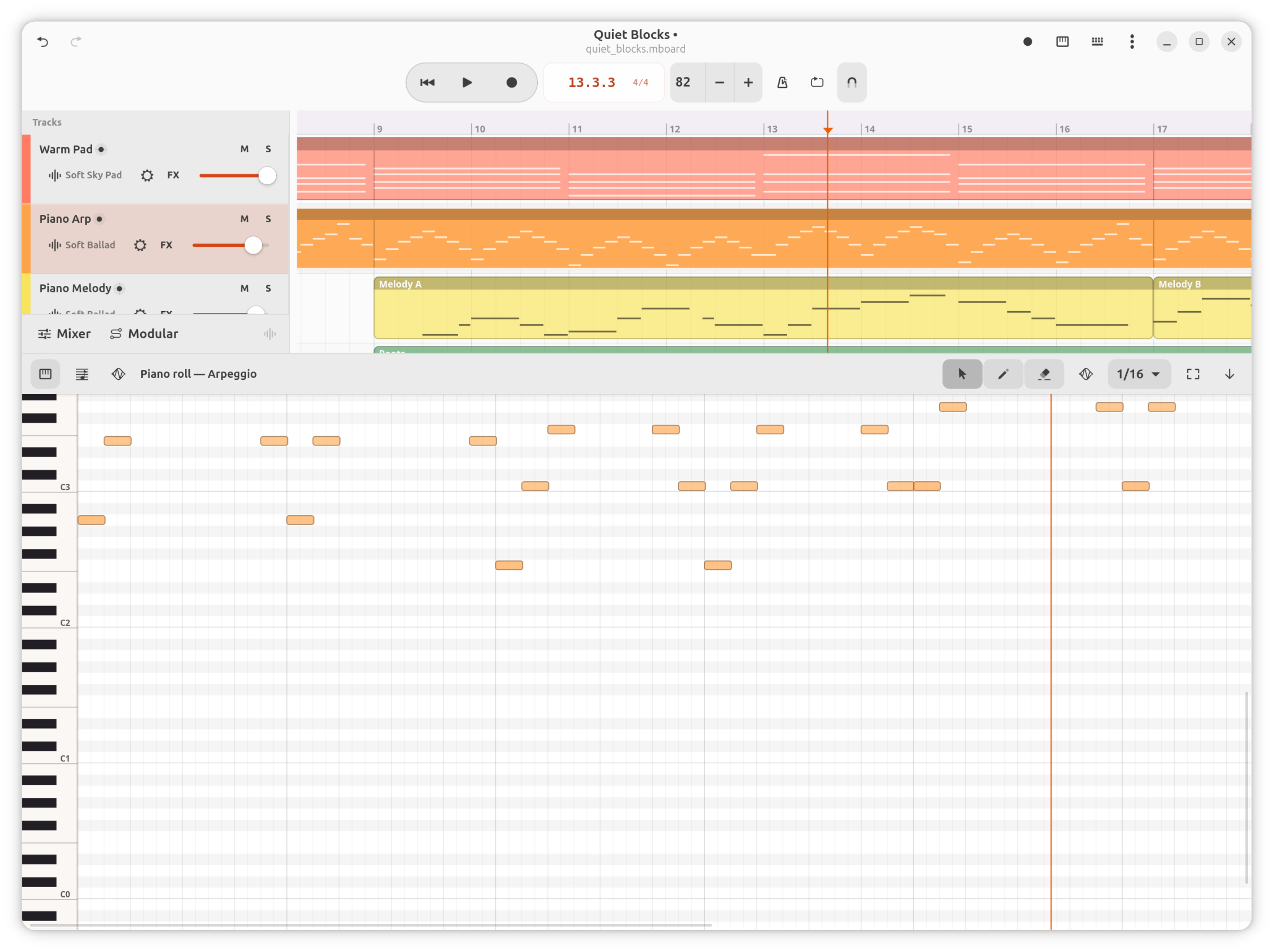 BeepLoop Piano roll